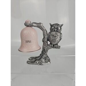 1984 Michael Ricker Pewter Owl Sculpture‎ Porcelain Bell Signed Numbered Ltd